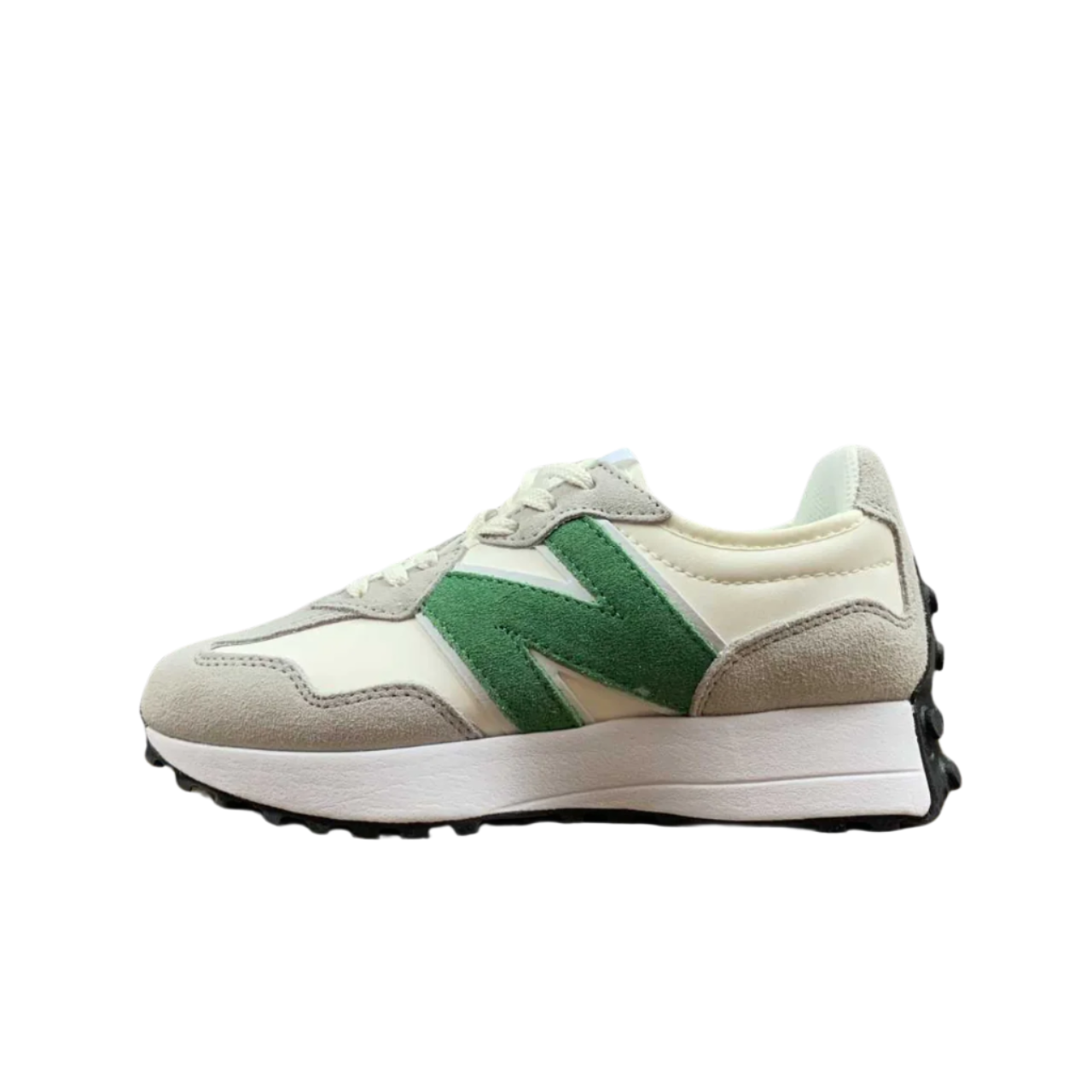 New Balance 327 - Cream & Grey, Green Accents