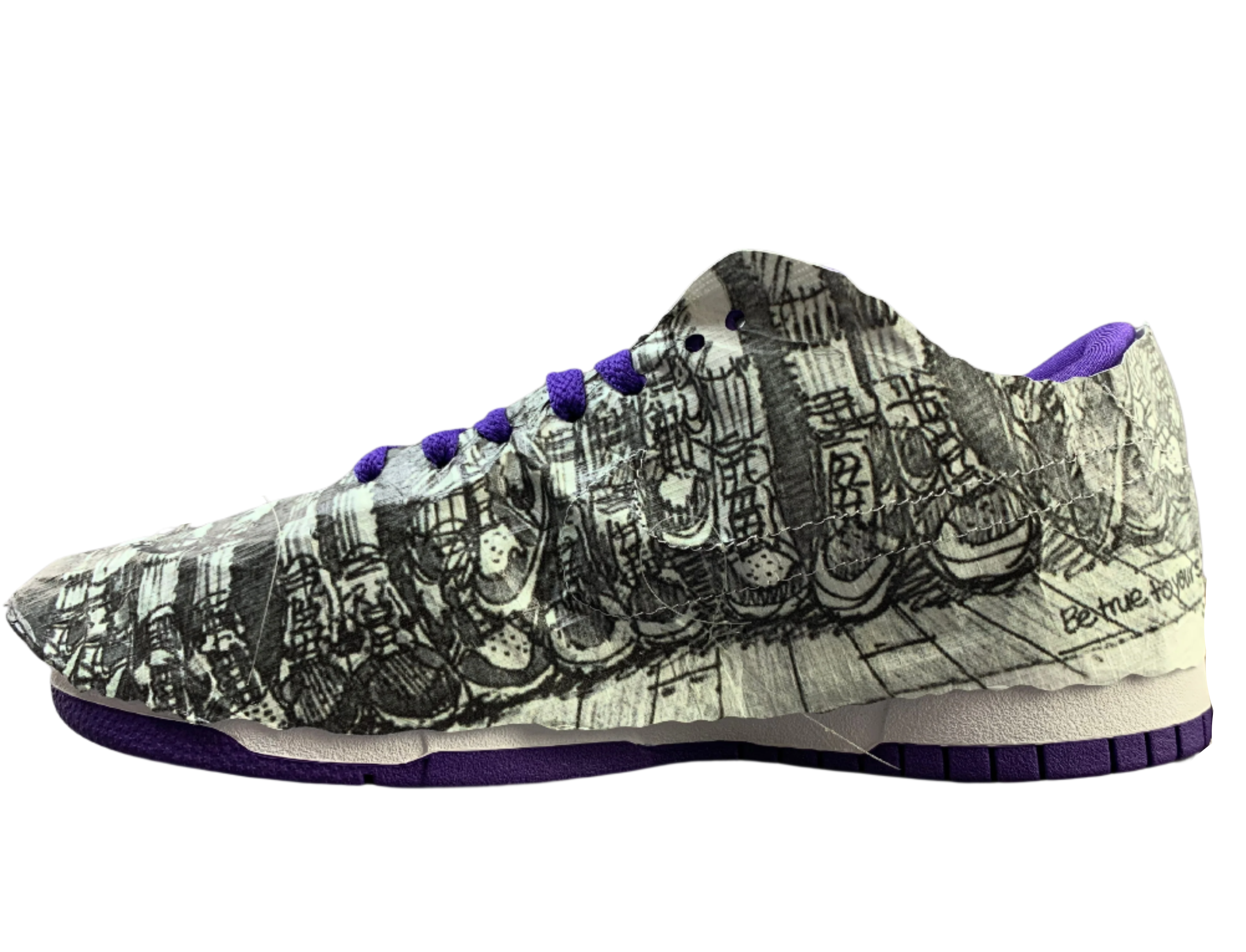 SB Dunk Low Old School Flip - Black, White & Purple