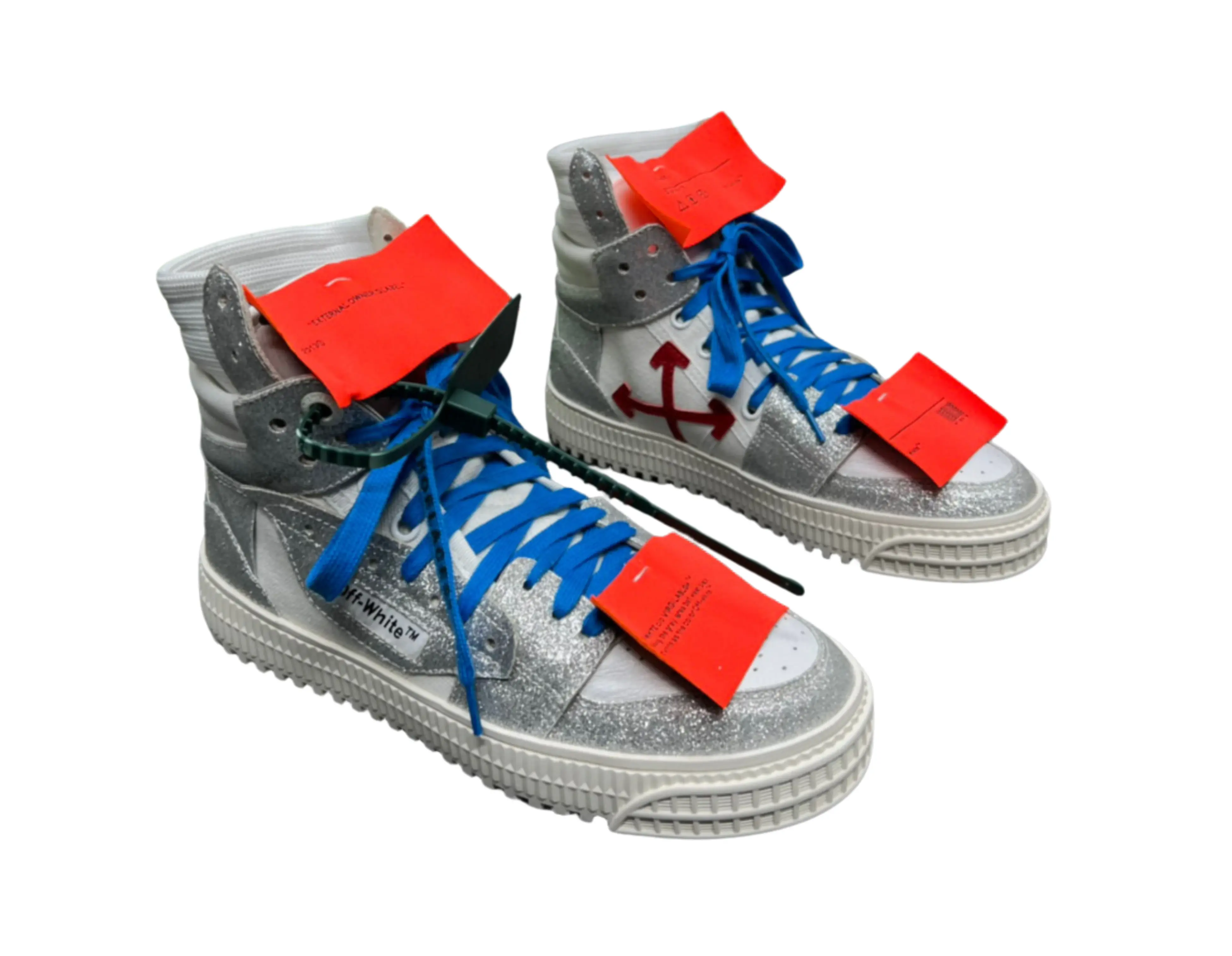 Off-White Off-Court 3.0 High Top - Silver Glitter & Red Arrow Off-White