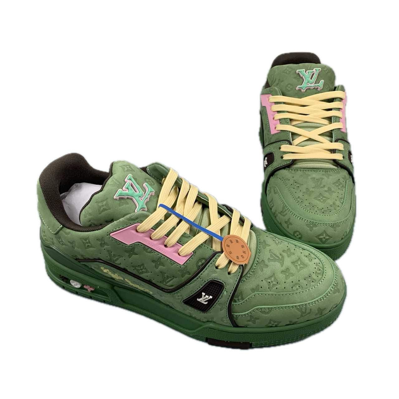 Louis Vuitton Nubuck Calf Leather Green Sneakers